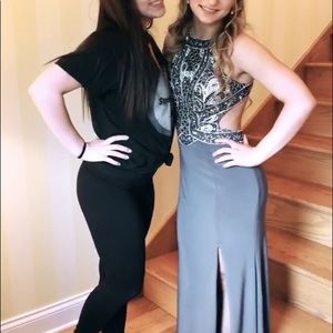 Beautiful purple diamond detailed prom dress